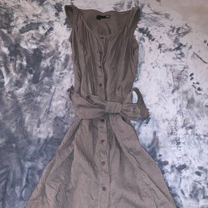 Beige Eileen Fisher Dress with Wrap Tie